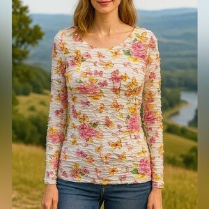 KAREN KANE PULLOVER SHIRTS WITH LONG SLEEVES AND FLORAL PATTERN SIZE M  NWOT